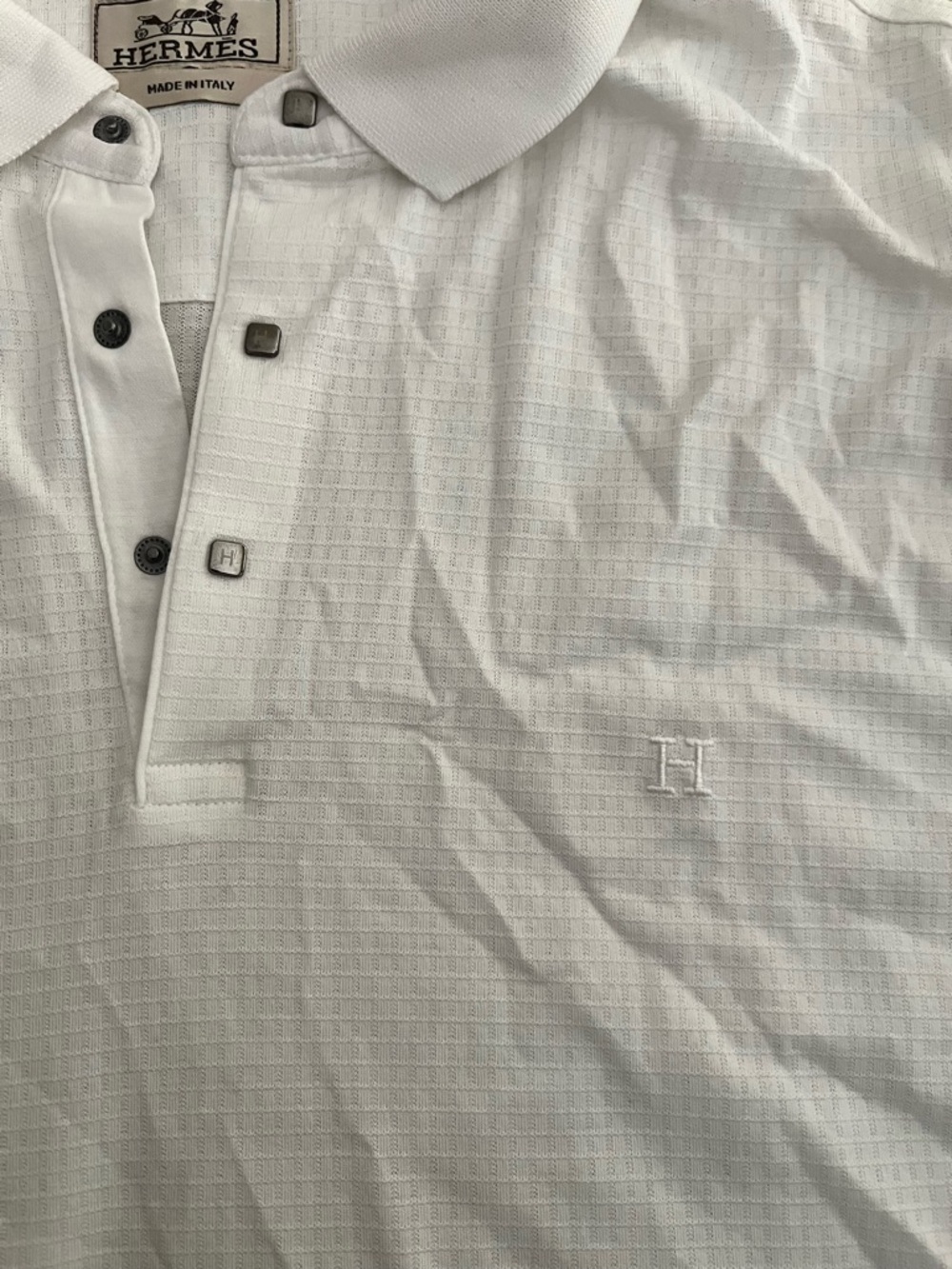 Hermes La Maison White Men's Polo Shirt **COPY*** - Picture 2 of 4